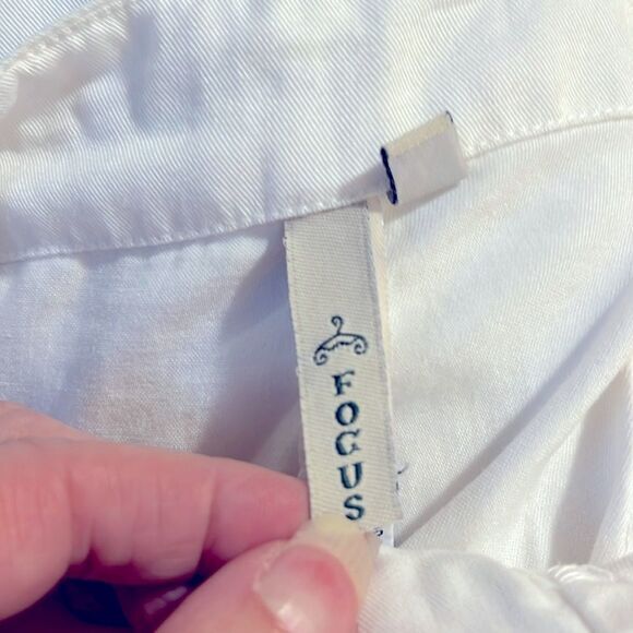 Focus women pants Sz L white 100% Tencel preshrunk Wide Leg Crop cargo boho NWT - Picture 3 of 9